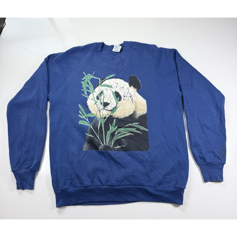 Vintage 90s Jerzees Panda Graphic nature pullover Sweatshirt Mens XL